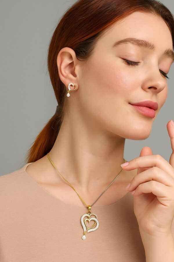Embracing Hearts-in-Love Rose Gold Plated Australian Crystal Pendant for Girls And Women