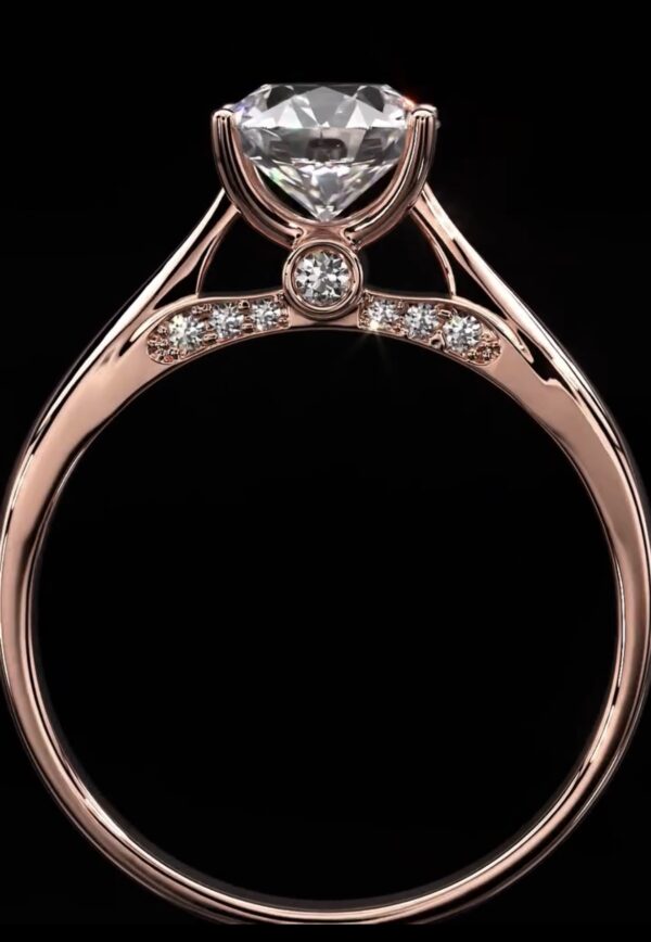 Rose gold round diamond womens ring